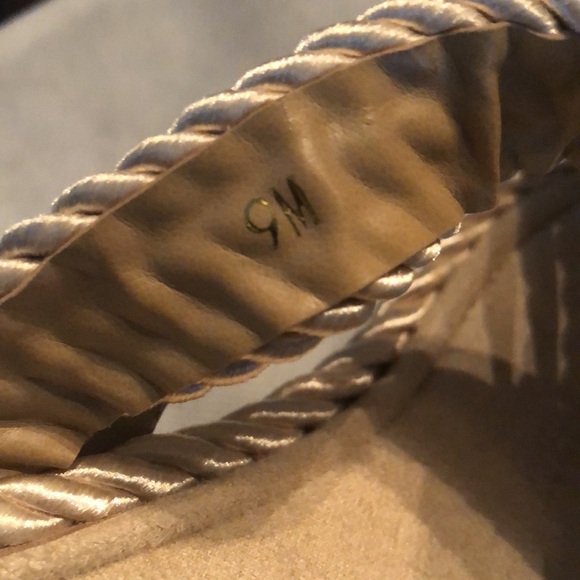 Vaneli crossed gold satin braided embellished studs cushy insole wedge sandals - Picture 7 of 9